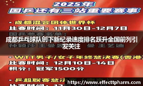 成都乒乓球队创下新纪录速度排名跃升全国前列引发关注